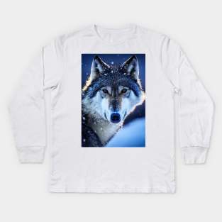 Portrait of Snow wolf Kids Long Sleeve T-Shirt